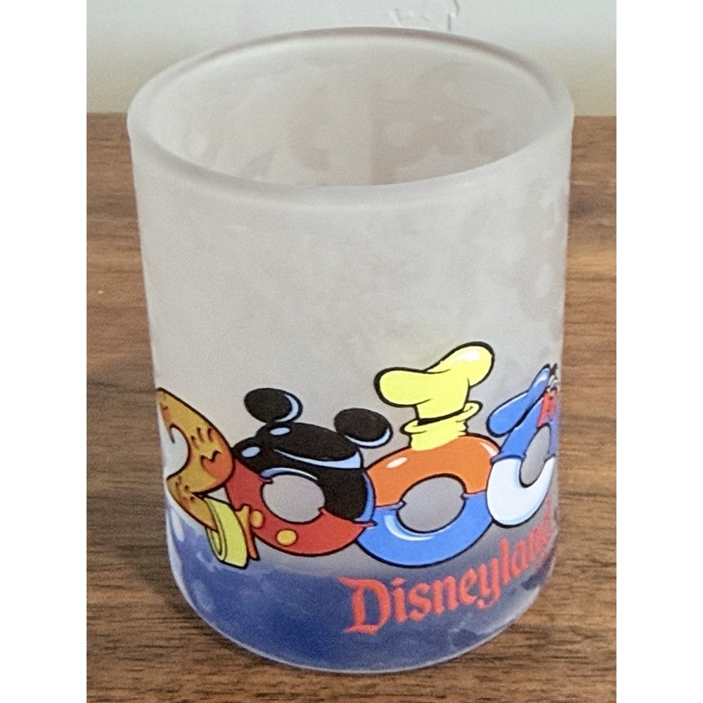 Disneyland 2000 Millennium Votive Candle Holder Frosted Glass Y2K Shot Glass